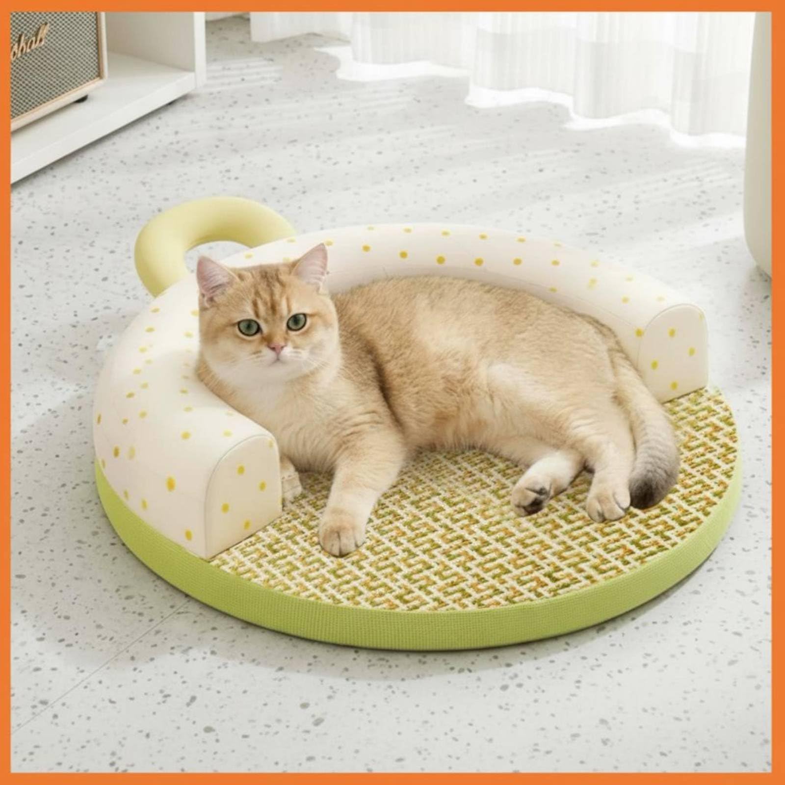 Lit Rafraîchissant pour Chat Lit pour Chat Panier pour Chat Corbeille pour Chat Coussin Ergonomique en Rotin et Tissu Respirant Mousse à Mémoire 45D, Color to 2, 50-50-4cm