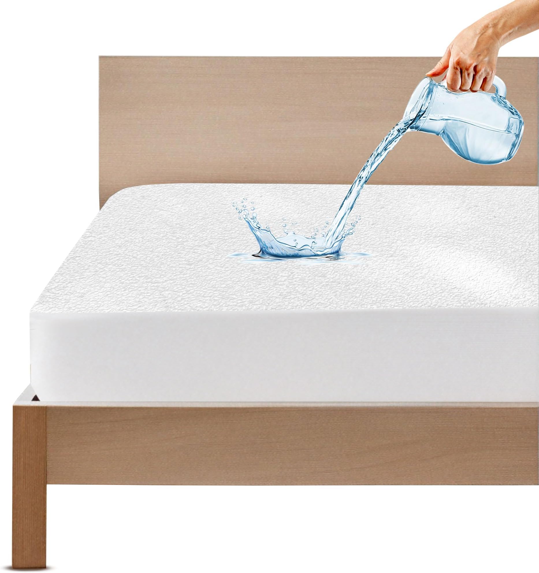 GADDA CO Cotton Feel Waterproof Mattress Protector | Ultra Soft, Breathable & Hypoallergenic Queen Size Bed | Fitted Bed Cover for 72x60 inch (6x5 ft) Mattress – White, Pack of 1