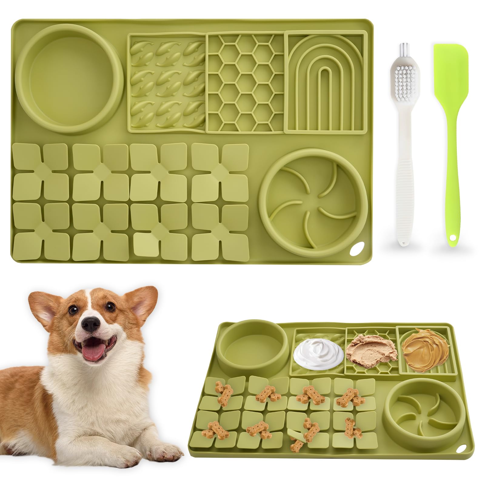 OT-NVWOZR Lick Mats for Dogs with Suction Cups Silicone Dog Snuffle Mat for Puppies Anti-slip Licky Mats Slow Feeder Bowls for Anxiety Boredom Relief Slow Feeding Training