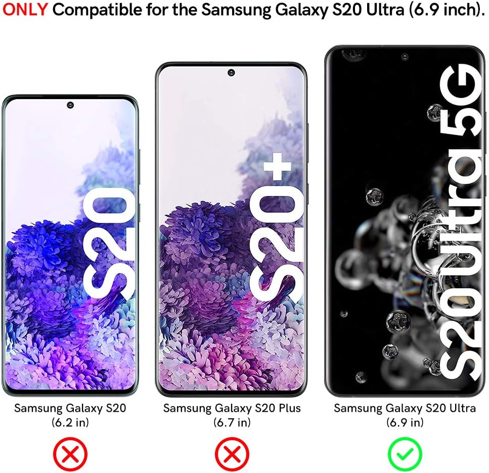 EGV 2 Pack Screen Protector Compatible with Samsung Galaxy S20 Ultra, Tempered Glass, Fingerprint Unlock Compatible, Easy to Install, Case Friendly