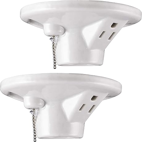 UltraPro Porcelain Chain Pull Light Fixture, 2-Pack