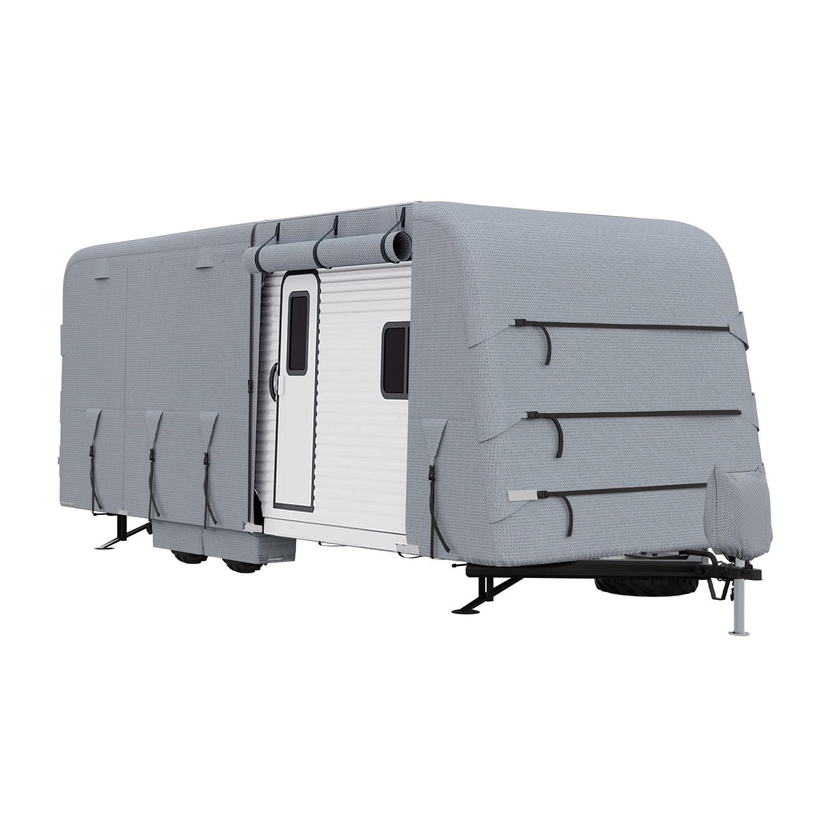 Heavy-Duty Caravan Cover with 4-Layer Technology Waterproof, Breathable, UV-Resistant & Windproof Straps for Motorhomes (18-30+ ft Sizes) - 1