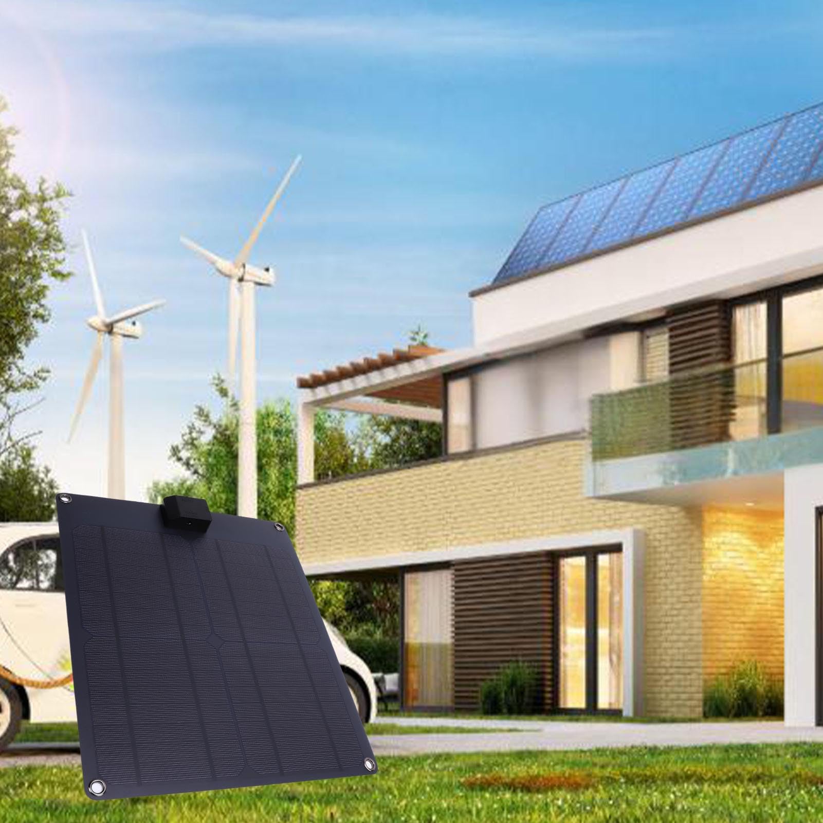 Luocute Migliore Caricabatterie Solare USB, Caricatore di Gocciolamento Solare da 30W Monocristallino con Controller, Impermeabilizzazione per per Barche per Auto per Vari