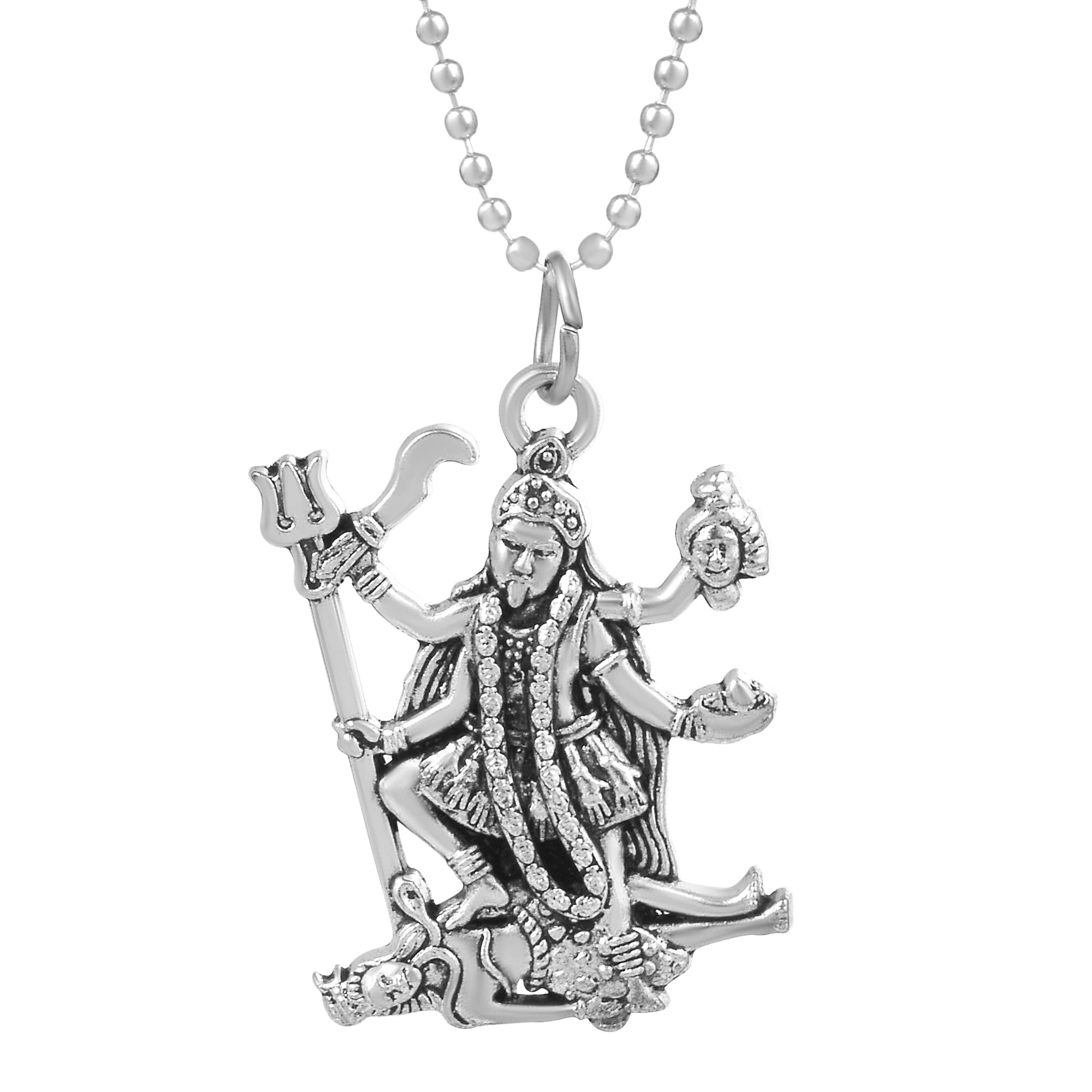 Brass Goddess MAA Kali Devi Pendant Locket Along With Chain Necklace Religious Jewellery For Men And Women-image-29