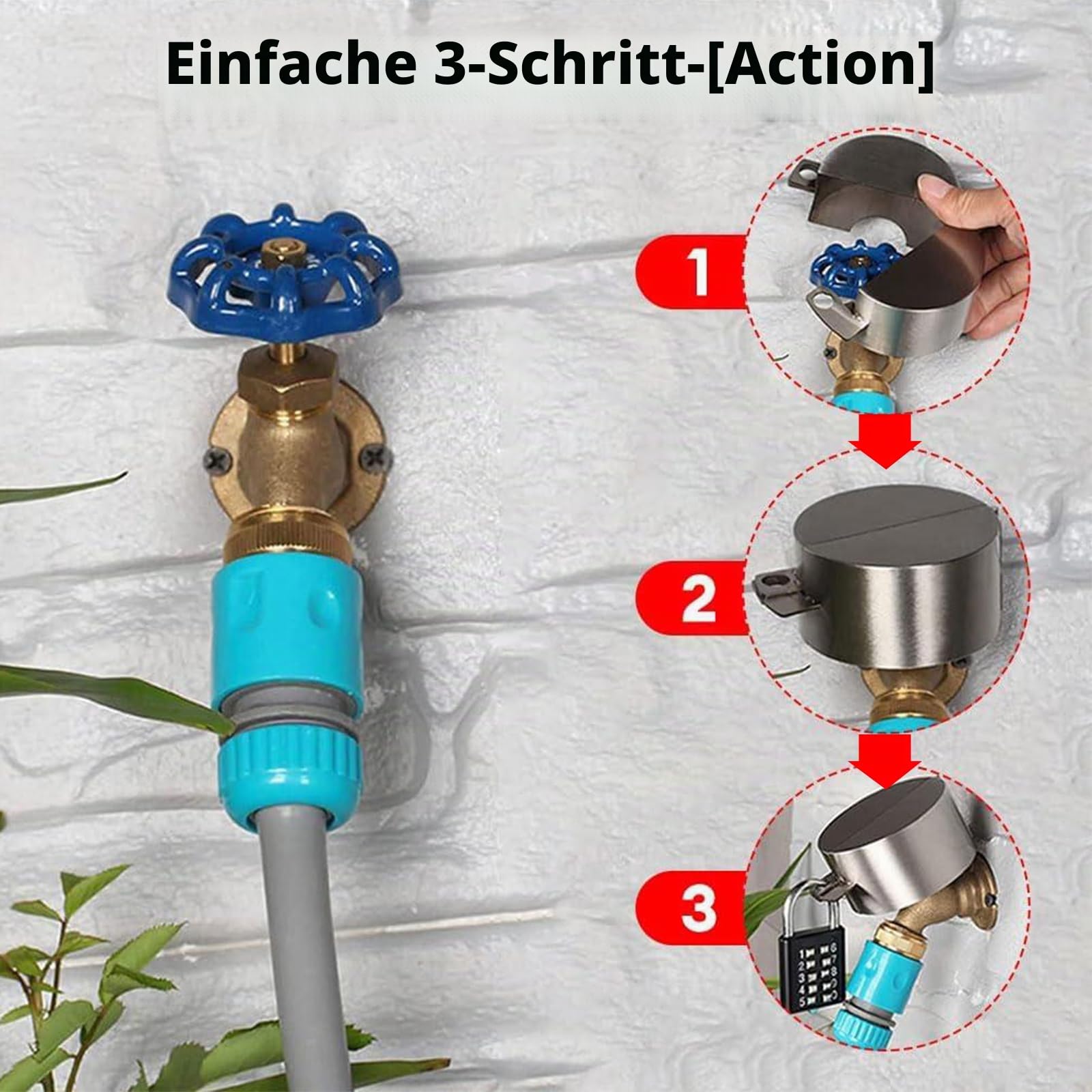 Wasserhahn-Abdeckung und Verriegelung für den Außenbereich – Universal-Wasserhahn-Verriegelungs-Set, Edelstahl-Wasserhahnschlösser für Außenhähne, wetterfester Wasserhahnschutz für Garten & Haus