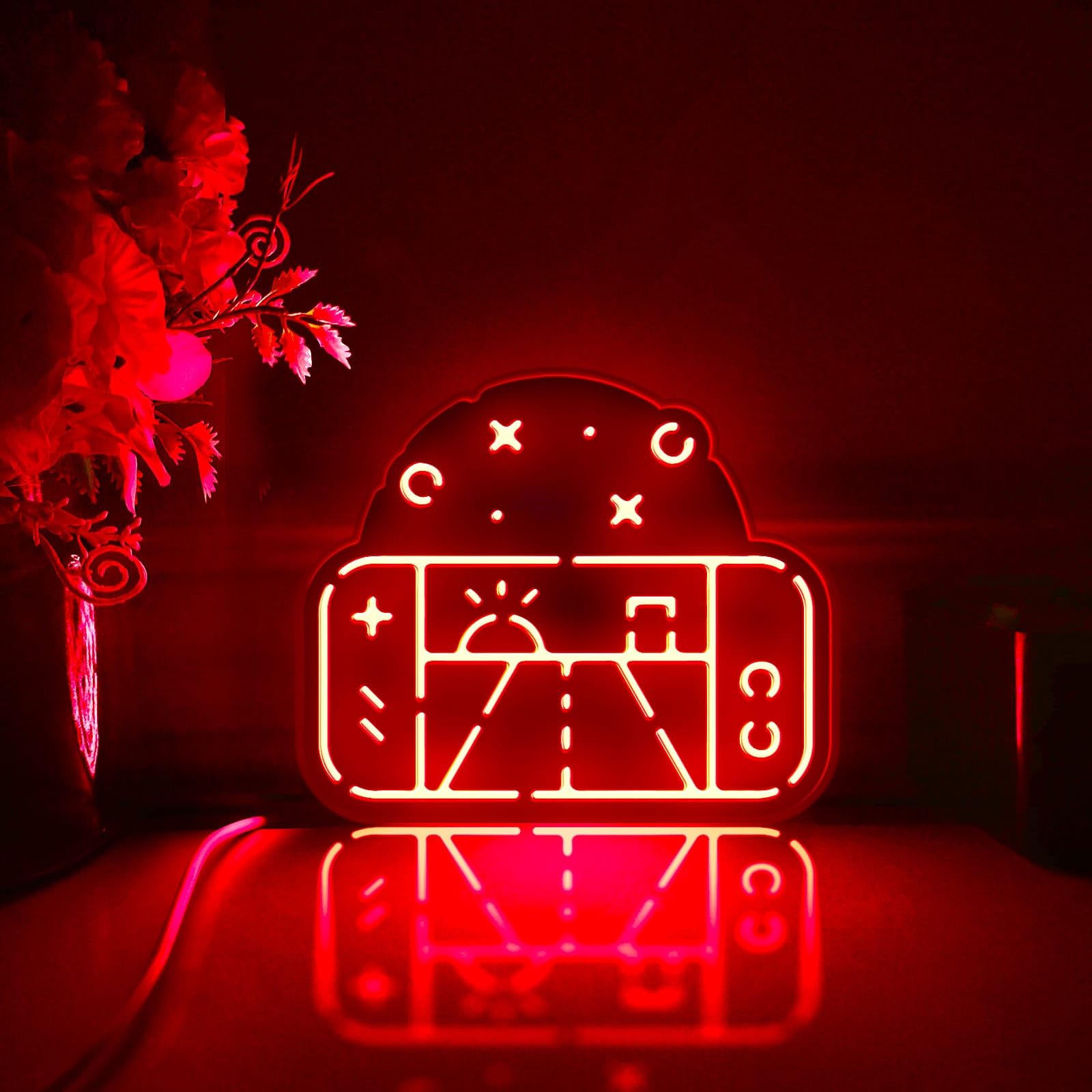 Przenośna konsola do gier LED, konsola do gier, dekoracja ścienna, znak świetlny, dekoracja biurka, dekoracja sypialni, prezent dla graczy (światło RGB, średni rozmiar)