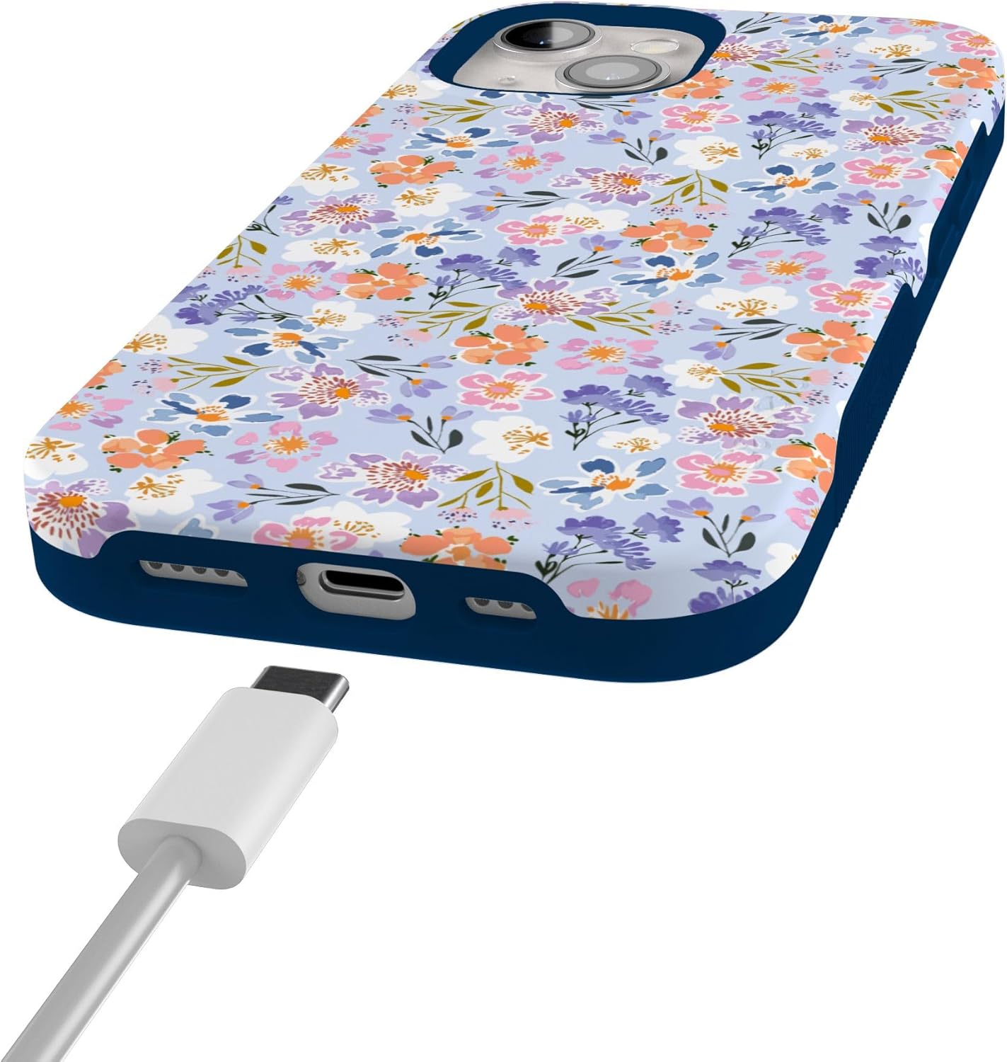 Casely iPhone 15 Case | Poppy Meadows | Pastel Floral | Bold Protective Design | Compatible with MagSafe