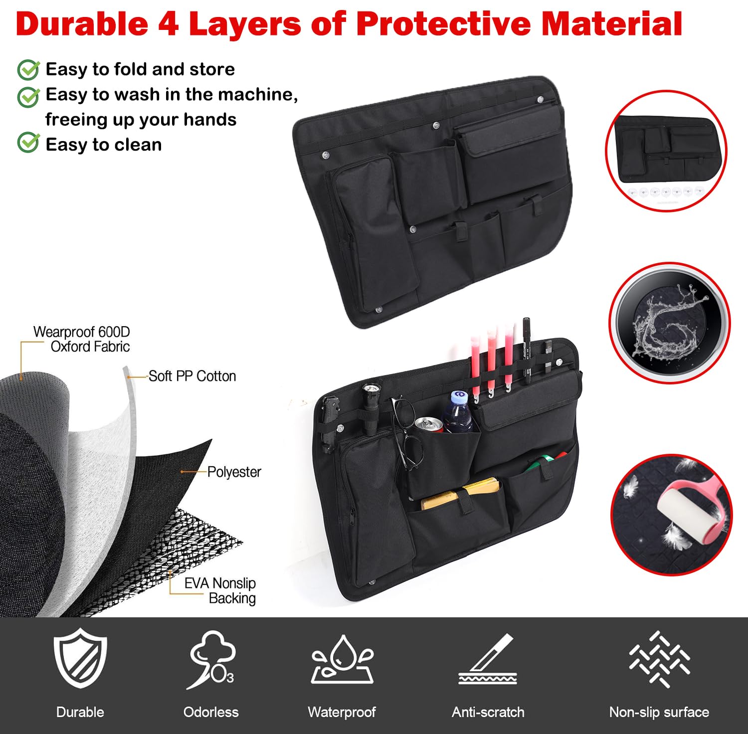 METYOUCAR Organizador de maletero de coche para L&a&nd R&o&ver Discovery 4 LR4 2010-2016, bolsa de almacenamiento para maletero, bolsa de herramientas con impermeable, multifuncional, gran capacidad