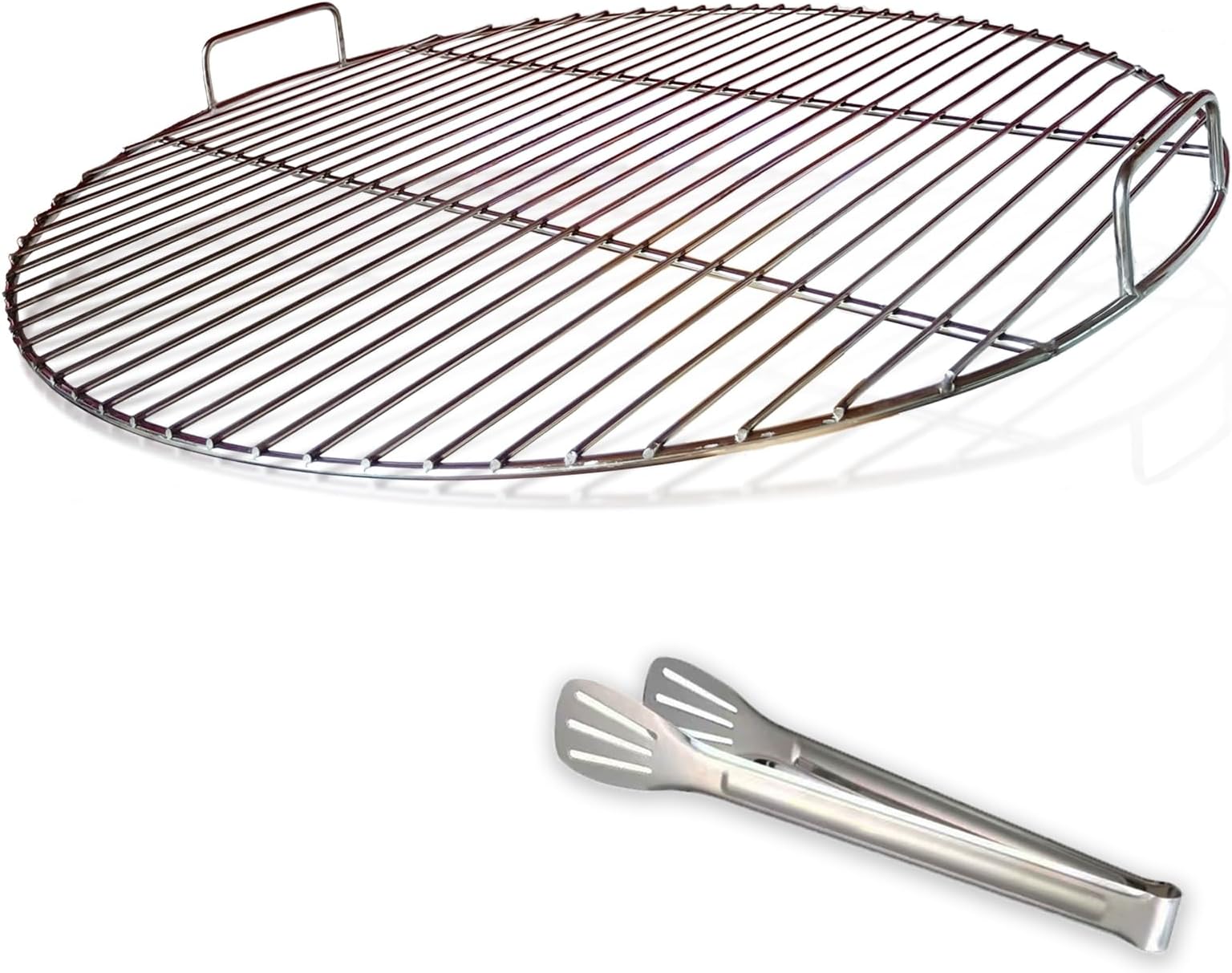 304 Stainless Steel Round Cooking Grate with Handle, 54.5 cm Diameter for 57 cm Charcoal Barbecues e.g. Weber, Grill Grates Kettle Grill 57 cm, with Grill Clips
