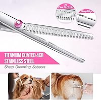 Vista 39 de Gimars 4CR - Tijeras 6 en 1 de acero inoxidable de aseo para mascotas, para perros, gatos y otros animales, resistentes con revestimiento de titanio.