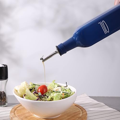 Miniatura 6 de Juego de dispensador de aceite y vinagre de vidrio para cocina, botella dispensadora de aceite de oliva de 17 onzas con boquilla de vertido, botella