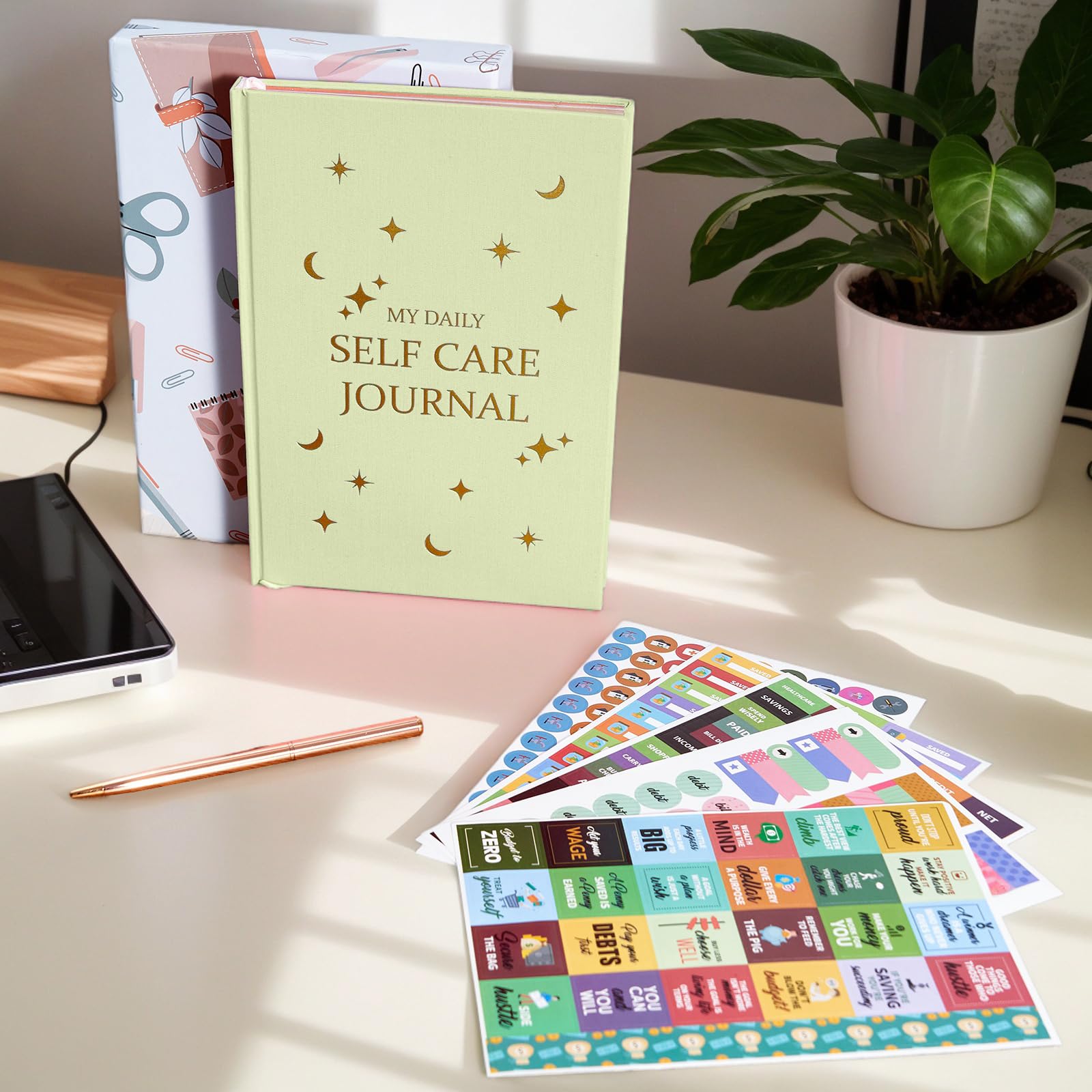 Self Care Journal, A5 Self-love Daily Journal Guided Self Discovery Log with 6 Sticker, Mental Health Personal Development Self-care Planner for Reflection Self-help Gratitude Mindfulness (Green) - Image 4