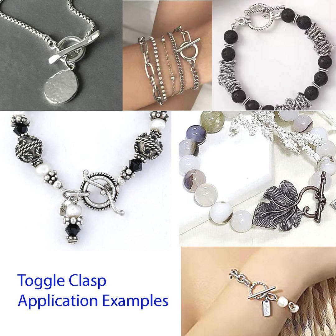 Adabele 20 Sets Heart Shape Toggle Clasp 11.6mm (0.46 Inch) T-Bar Closure Antique Silver for Necklace Bracelet Craft Jewelry Making MC-AF10 - Image 3