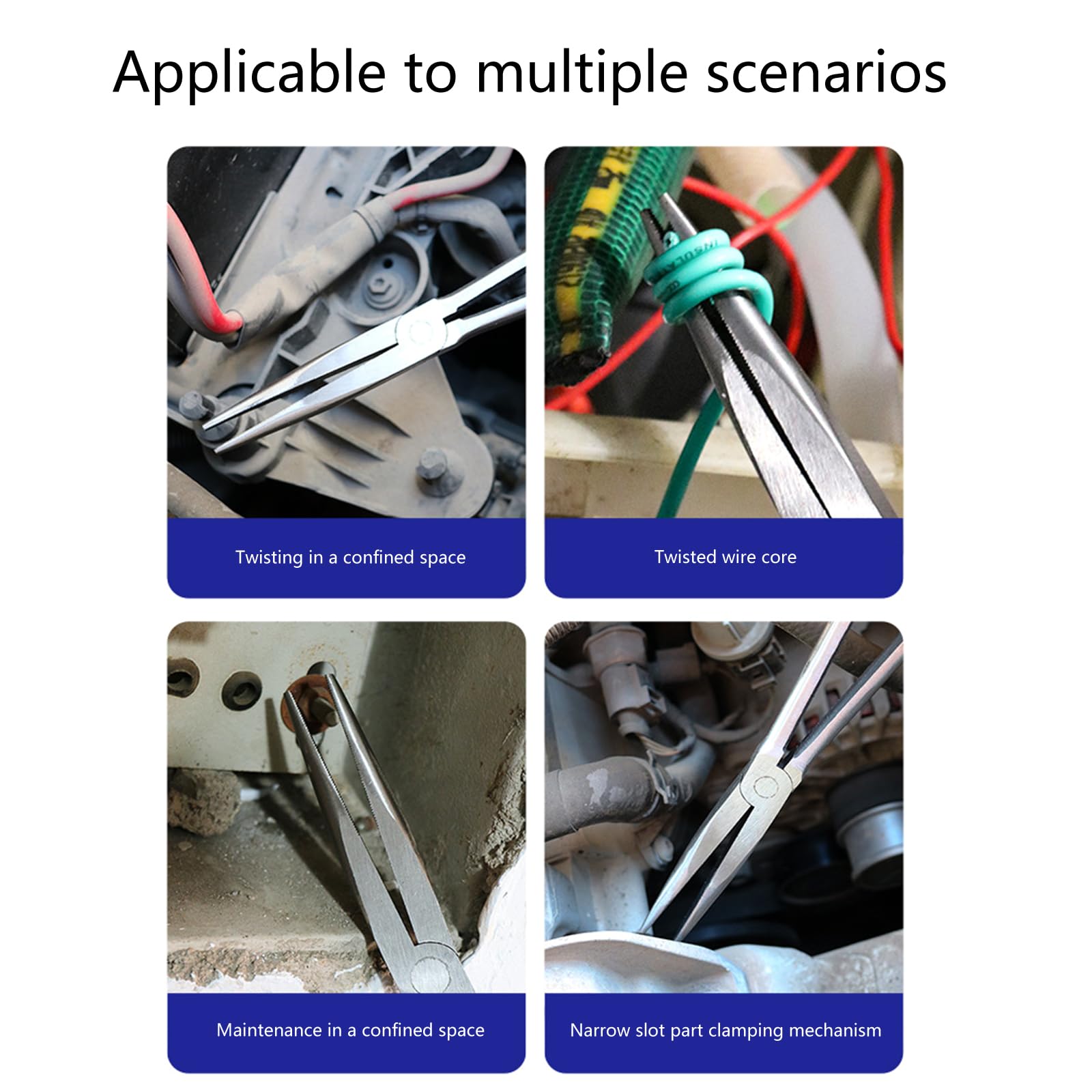 Pinze multiuso a becco lungo da 11 pollici, punta dritta ad ago 0/45/90 gradi curva a bocca piatta ergonomica per riparazioni elettroniche