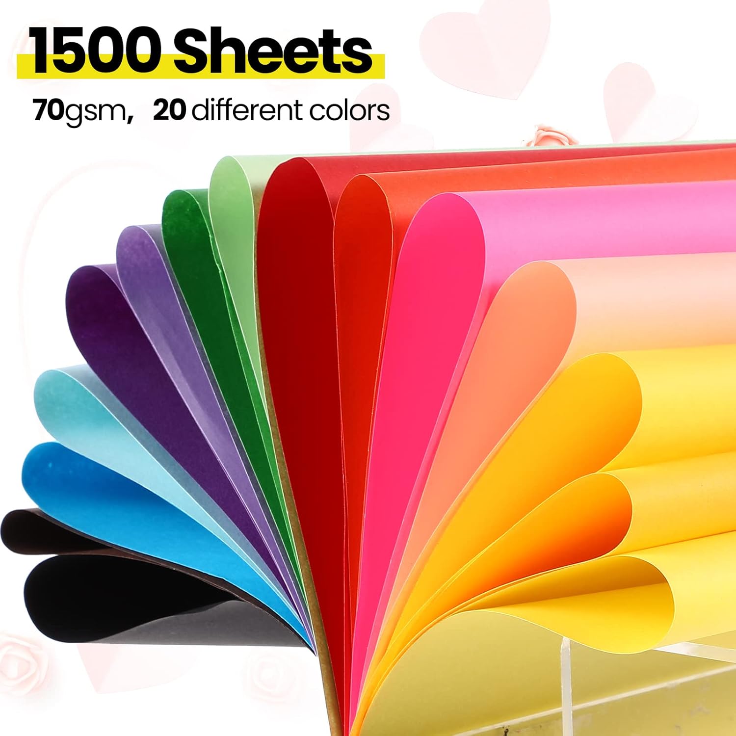 Yahenda 1500 Pcs Construction Paper Bulk Assorted Colors 9 x 12 Inches Craft Paper 20 Colors Colored Essentials for Arts & Crafts Supplies Adults Drawing
