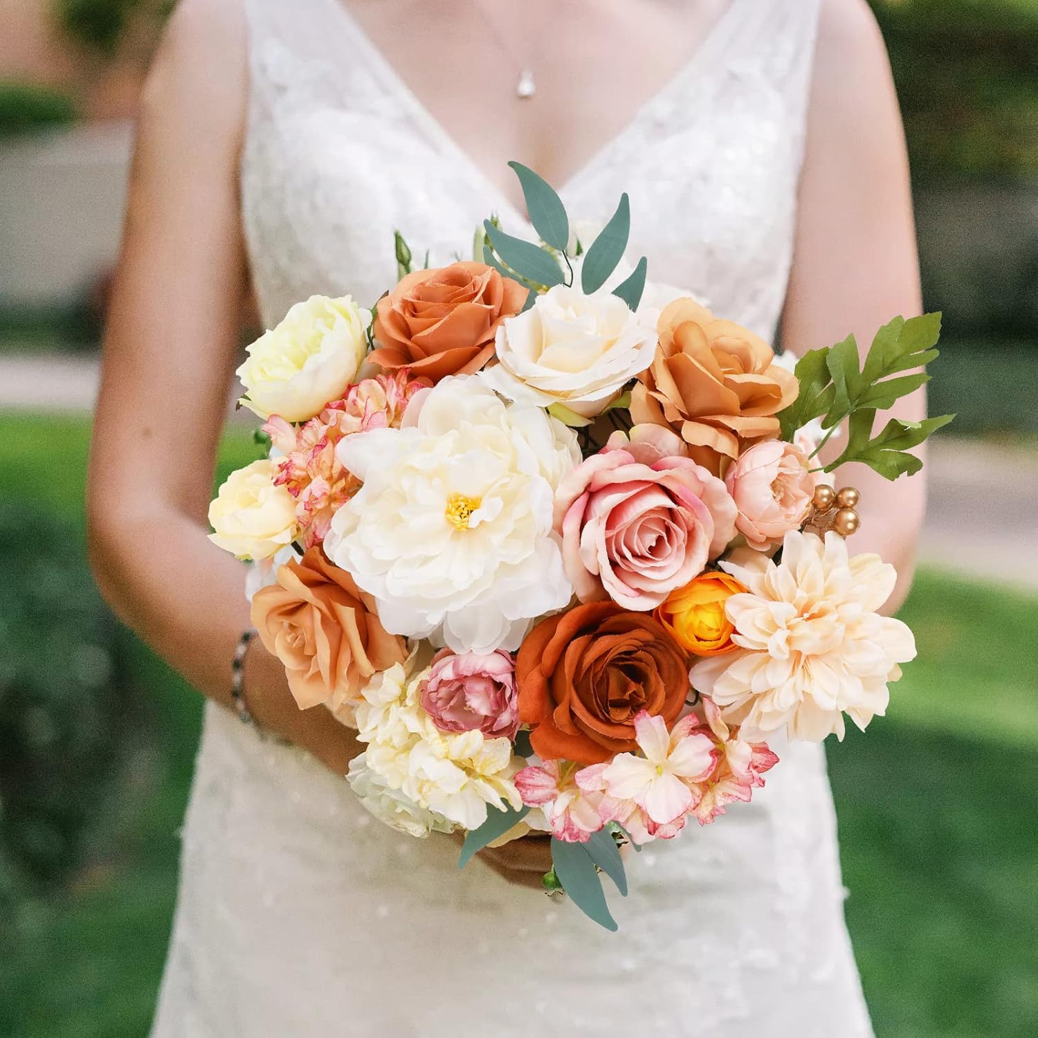 AmyHomie Champagne Artificial Flowers Combo Silk Mix Peony Rose Hydrangea Fake Flowers w/Stem for DIY Wedding Bouquets Centerpieces Arrangements Table Party Bridal Baby Shower Home Fall Decor - Image 3