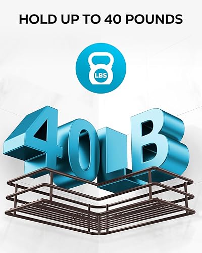 Vista 50 de Nieifi Estante adhesivo de esquina para ducha con ganchos, estante de baño de acero inoxidable a prueba de óxido, soporte para champú sin taladrar