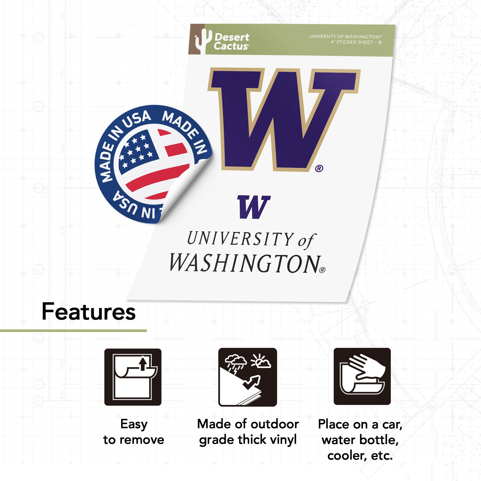 University Of Washington UW Huskies Proud Parent Sticker Sheet - Vinyl Decals For Laptop, Car, Water Bottle