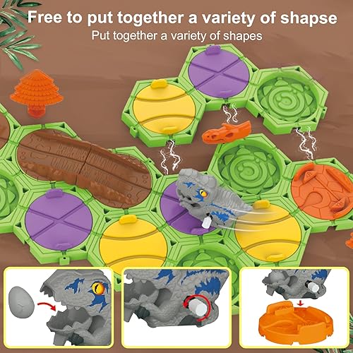 Miniatura 2 de Juego de rompecabezas de bloques de construcción de carreteras lógicas, divertidos juguetes de construcción de rutas con dinosaurio de bobina,