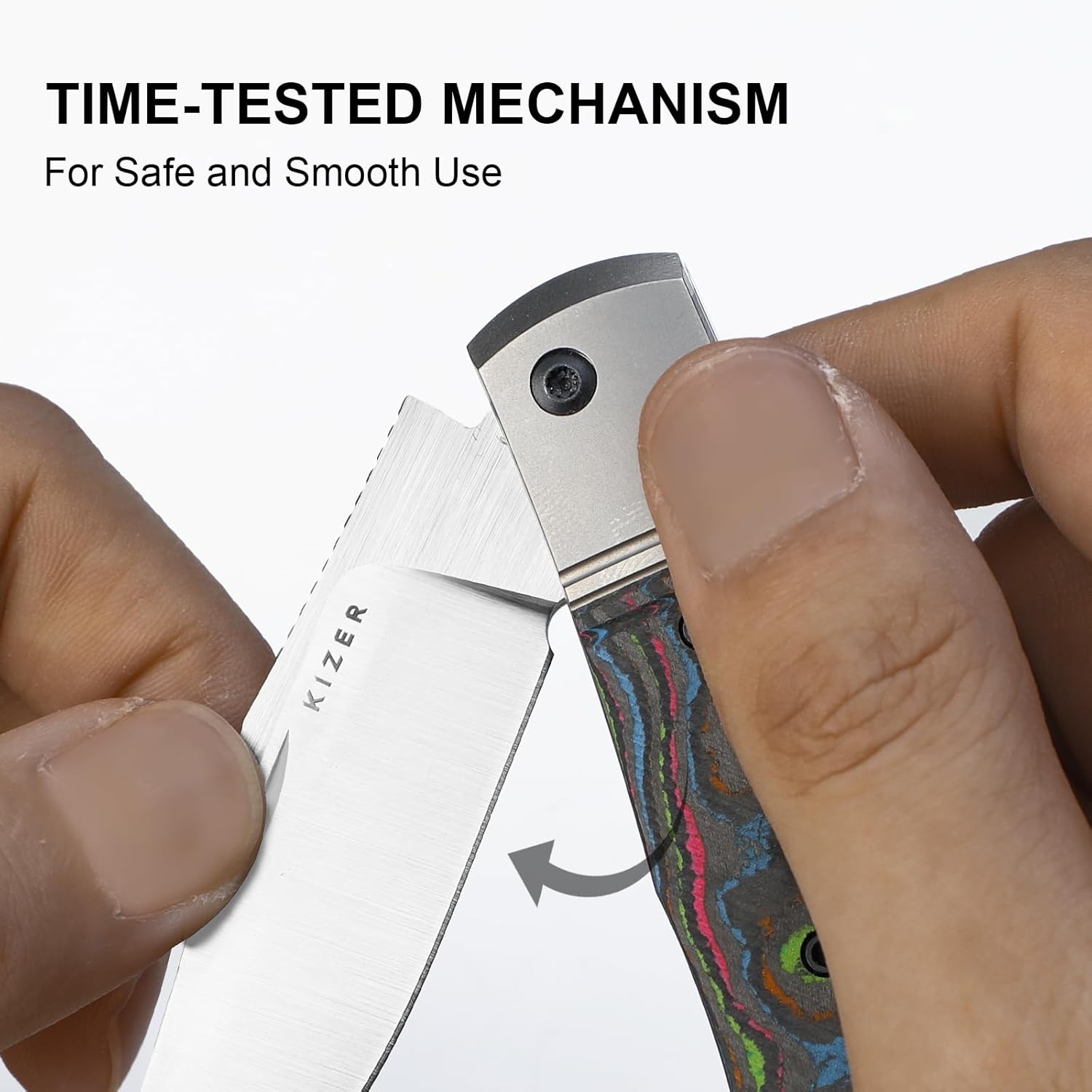 Kizer Trestle Pocket Knife, 2.89" M390 Blade EDC Slip Joint Knife with Titanium & Camo Carbon 80's Handle, Small Folding Knives with Nail Nick Opener, Compact Elegant Knives for Men Women, Ki3761A2