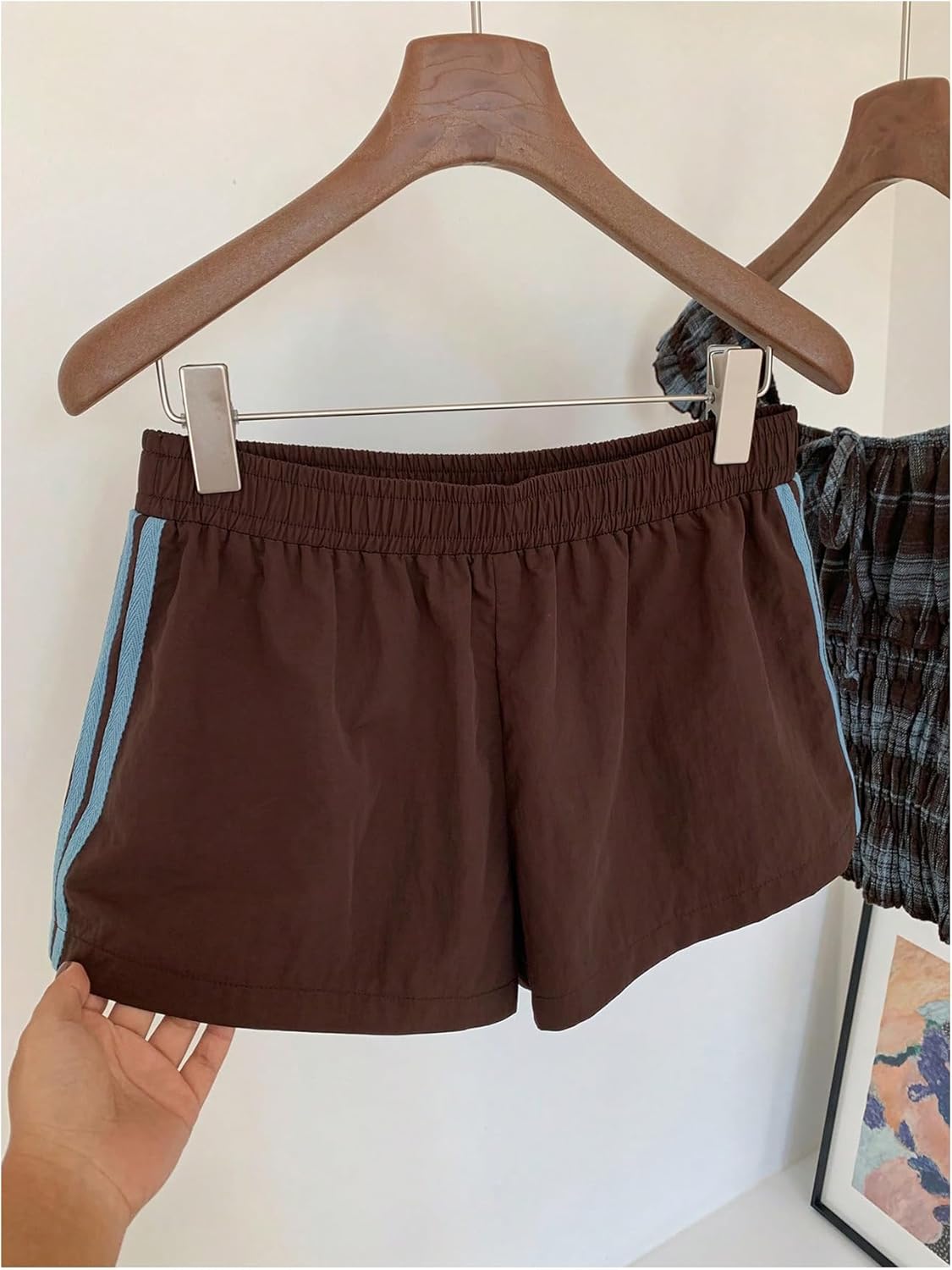 MakeMeChic Women's Striped Summer Shorts Workout Running Shorts Sweat Track Shorts Gym Athletic Wear