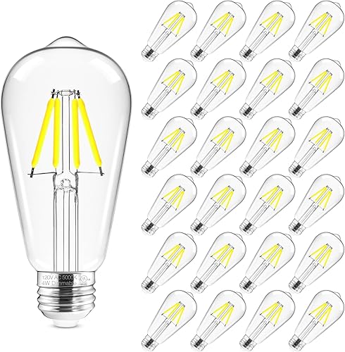 Miniatura 9 de Hizashi - Bombillas LED Edison de estilo vintage regulables, 4W equivalente a 40W, 5000K luz diurna, bombillas LED con base E26, 450LM, alta