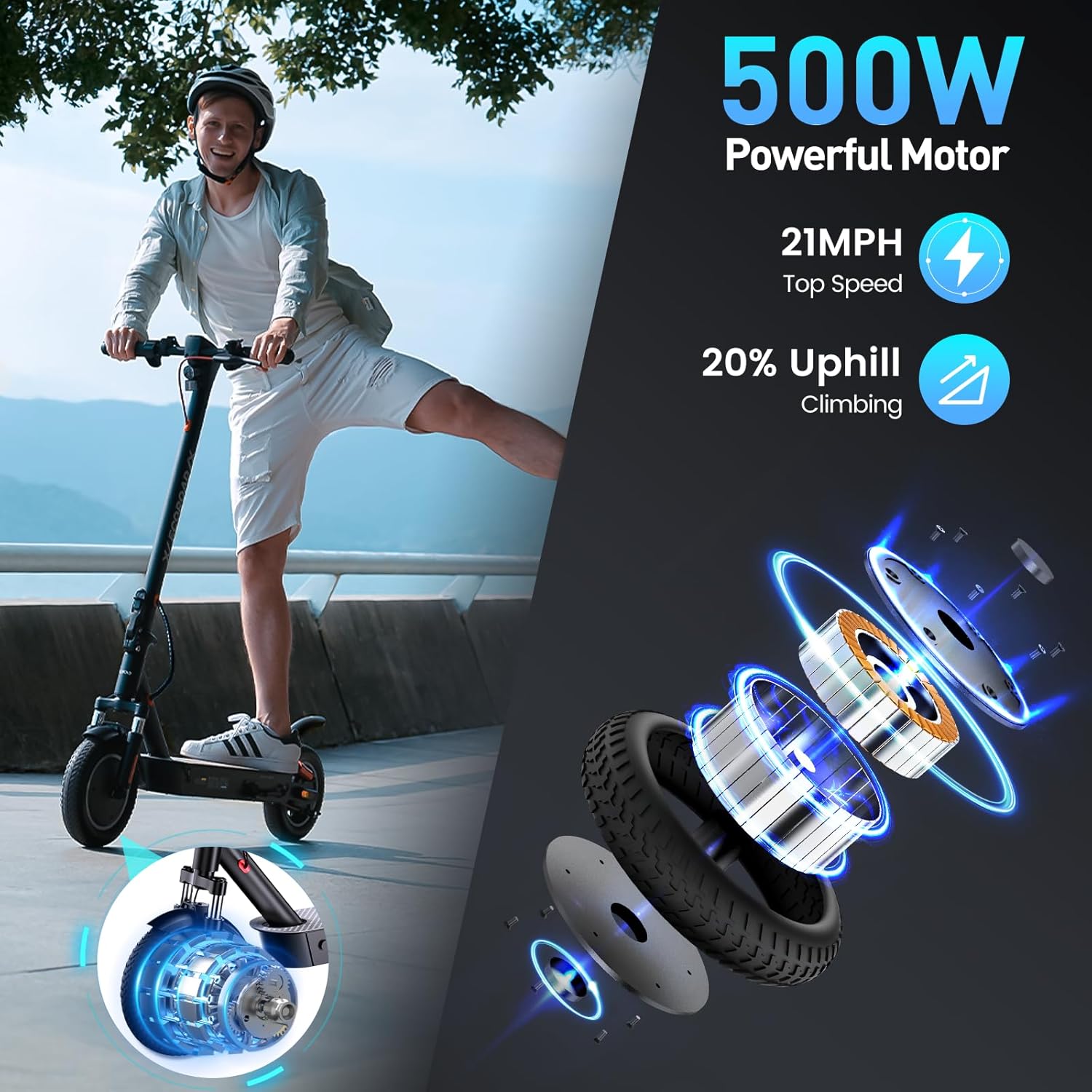 ECOROAD EC9 Electric Scooter 500W motor details