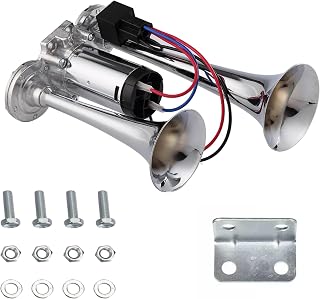 Upgraded 600DB Train Horn for Truck, 12V Super Loud Electric Air Horn Kit with Compressor for Car, Trucks, Impact Train, Pickup, Lorry, Boat, Motorcycle
