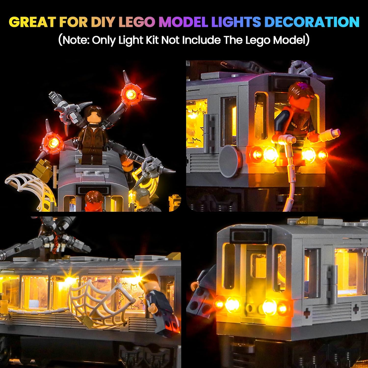 Upgraded Led Light Kit Compatible with Lego Spider Man vs Doc Ock Subway Train Scene Building Set, Lights Decoration Compatible with Lego 76321, Birthday Gift Idea (Model Not Included)