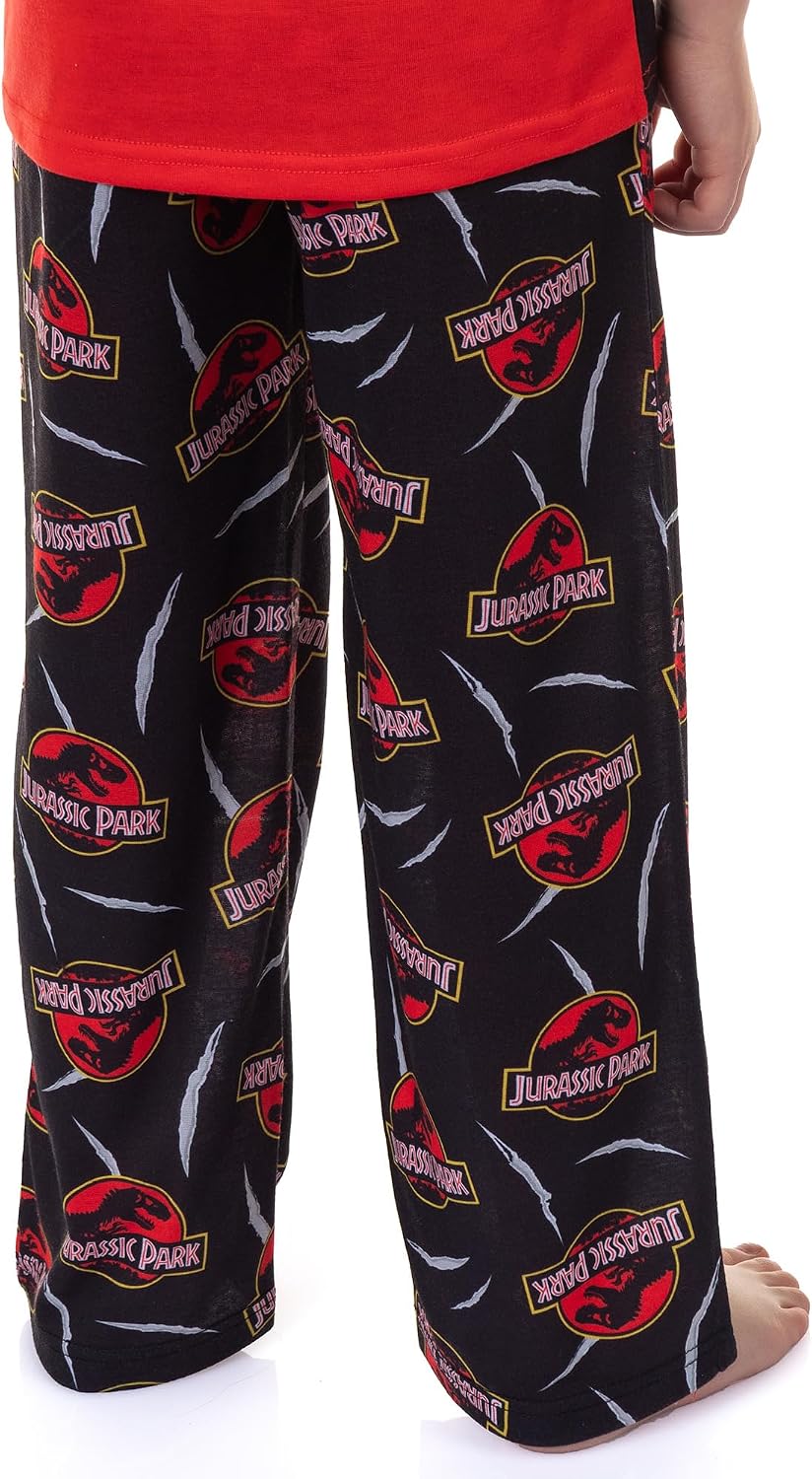 INTIMO Jurassic Park Pajamas Boys' Logo Design Raglan Short Sleeve and Pant Sleep Set