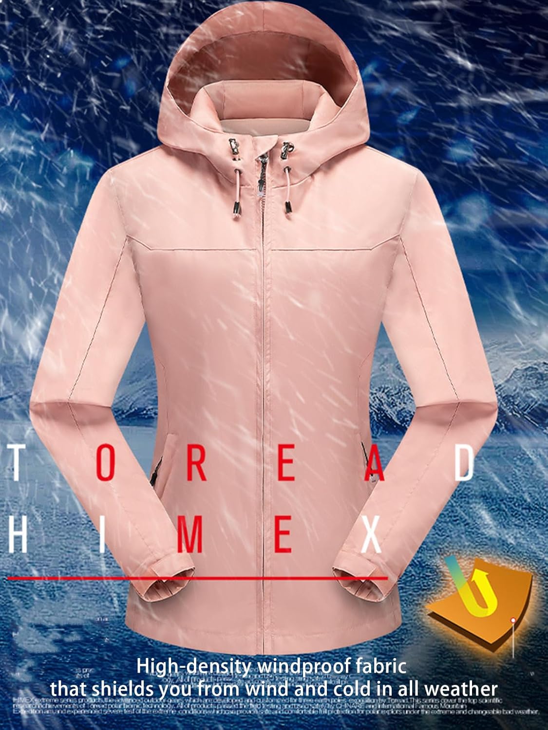Personalised Women's Softshell Jacket Transition Jackets Ladies Waterproof Rain Coat Windbreaker with Hood for Hiking Outdoor - Image 3