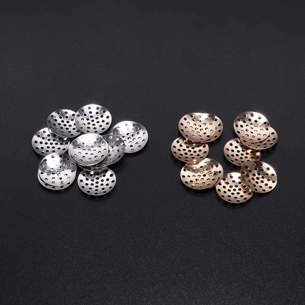 50pcs 14-25mm Brooch Base Brooches Bouquet Beading Back Holes Pad Cabochon Bezel Round Blank Tray Setting Beads for DIY Jewelry Making (Rhodium, 25mm)