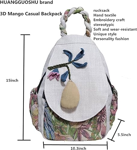 Vista 79 de HUANGGUOSHU Mujer de algodón tejido bohemio cáñamo Boho lona bordado múltiples bolsillos retro linda mochila cartera mochila mochila gato caprichoso