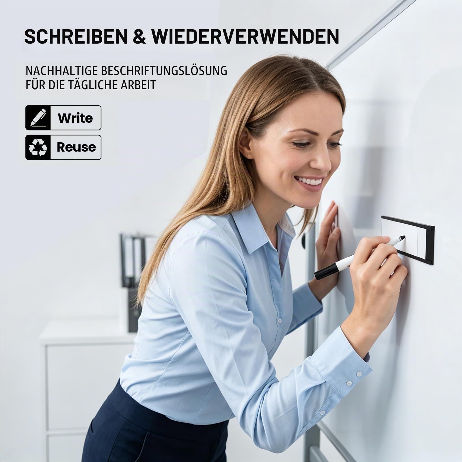 LLPT Magnetische Etikettenhalter | 50 Stück | 40MM x 100MM | Beschreibbare Magnet-Etiketten für Schule Büro Whiteboards Kühlschränke Magnettafeln (MH4150)