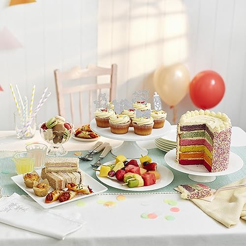 Miniatura 5 de Paquete de 24 adornos para cupcakes para bebés, niños y niñas, con purpurina para chupete, enterizo con lazo, revelación de género, para cupcakes,