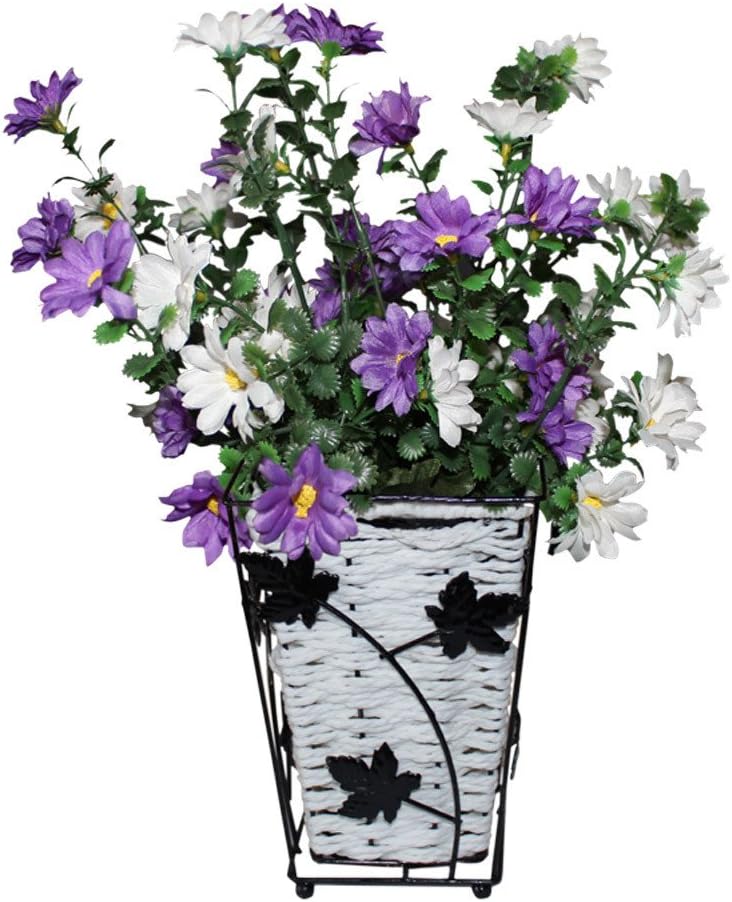 Huazhiwu 14" Silk Chrysanthemum Flowers Bouquet 2pcs Artificial Flowers Hanging Baskets, Purple White