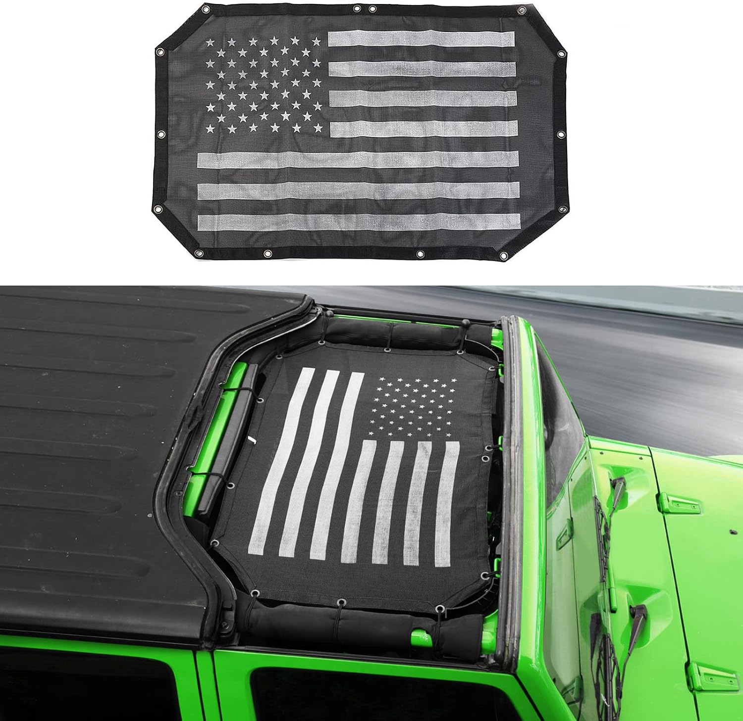 RT-TCZ Sunshade Mesh Bikini Freedom Top Cover Provides Front Roof UV Sun Protection for 2007-2018 Jeep Wrangler JK JKU 2 Door 4 Door