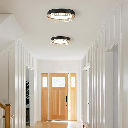 Miniatura 4 de Peblto Lámpara de techo moderna negra y dorada, lámpara de techo redonda LED minimalista de montaje empotrado, accesorios de iluminación de cocina,