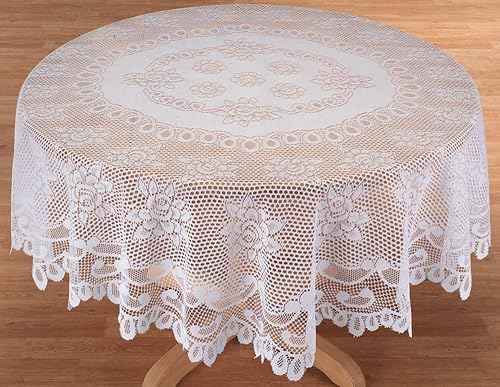 Miniatura 3 de Walter Drake Mantel de encaje rosa blanca - 60" x 84" Oblongo