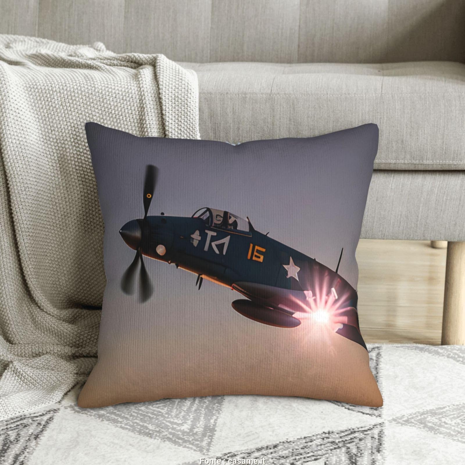 Housses de coussin velours côtelé imprimé avions décoration de voiture