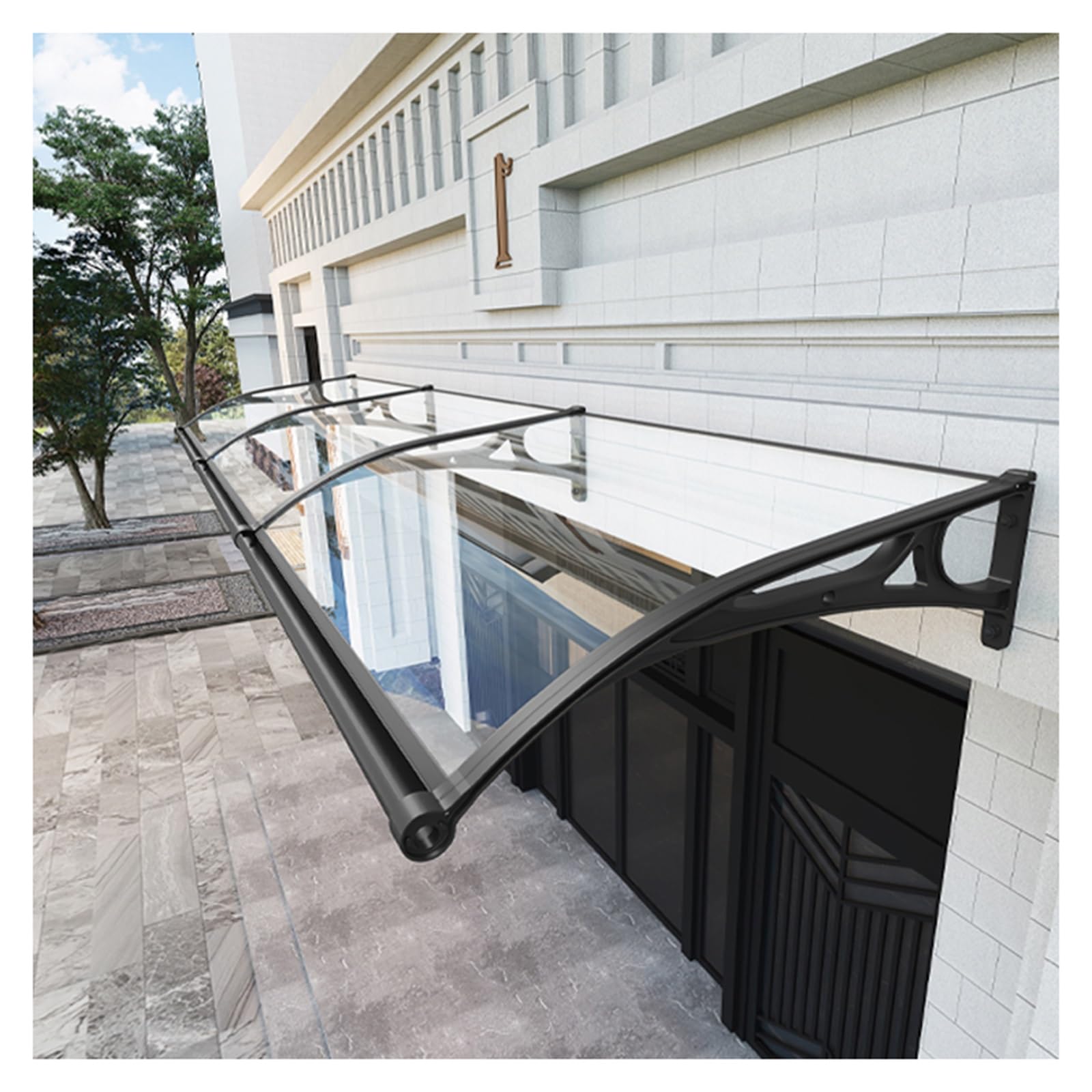 GJMSSMY Transparent Door Canopy, UV & Snow Protection Awning for Entrance, Outdoor Patio Shelter, 100x150cm (39x59in) - Weatherproof Door Cover, Easy Install