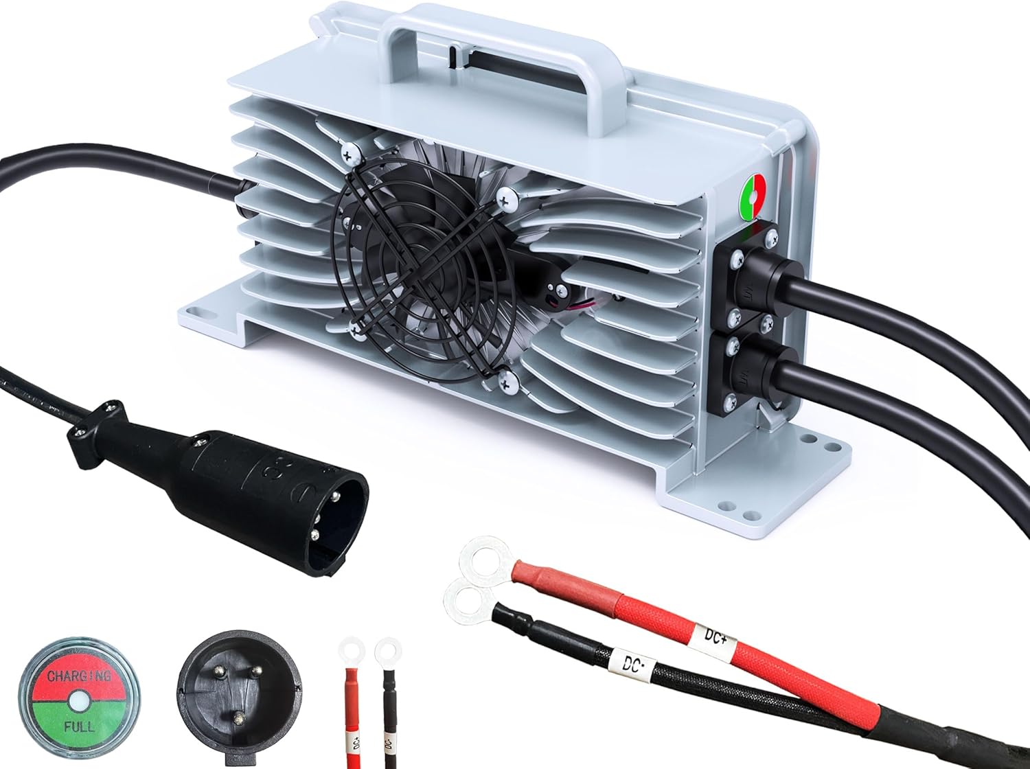 DC 58.4V 15A Lithium Battery Charger for 48V (51.2V) LiFePO4 Lithium Battery, Waterproof LFP Charger with Charging Indicator, Widely Used for 48V Golf Cart, Lawn Mower, RV, Trolling Motor