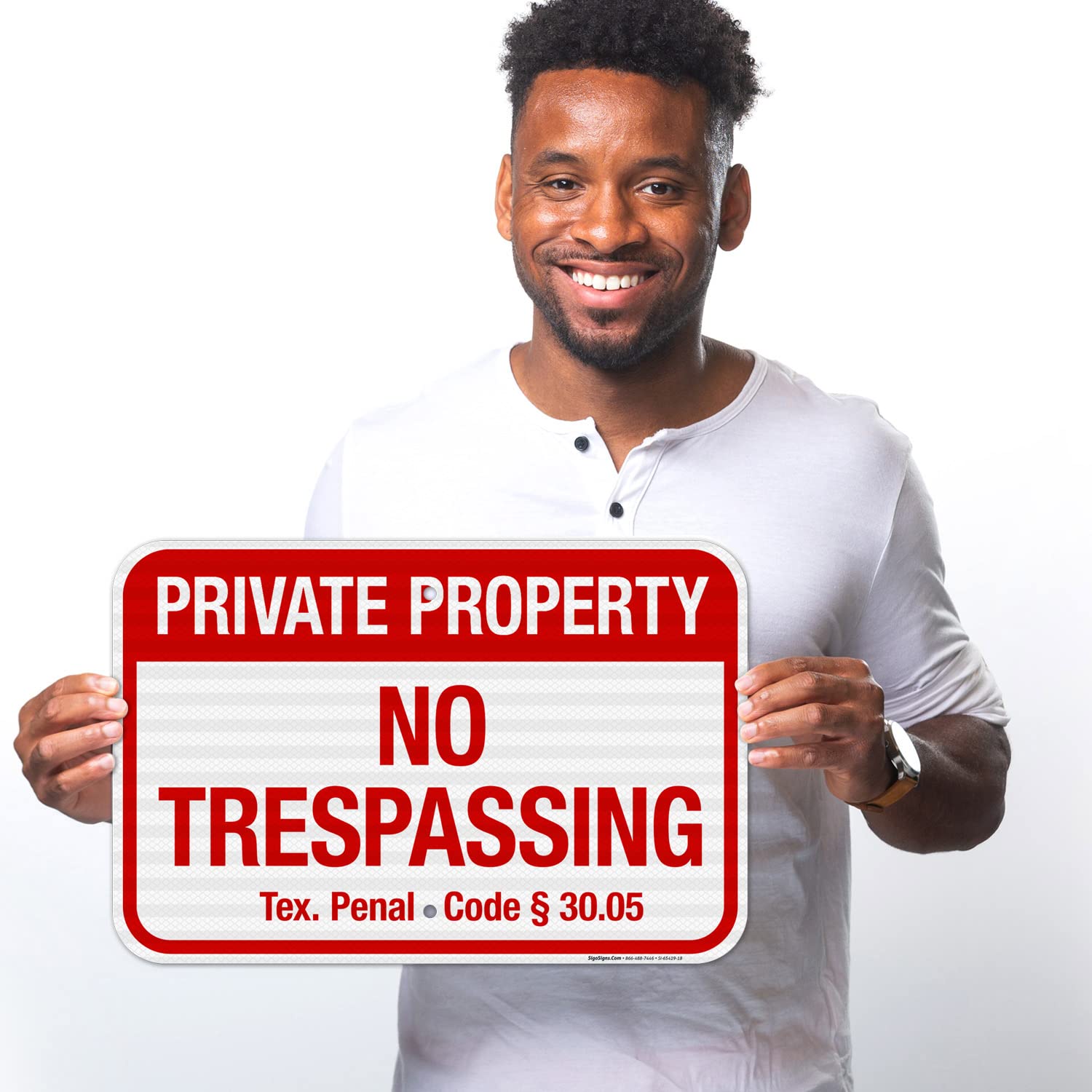 Texas No Trespassing Private Property Sign, 12x18 Inches, 3M EGP Reflective .063 Aluminum, Fade Resistant, Made in USA