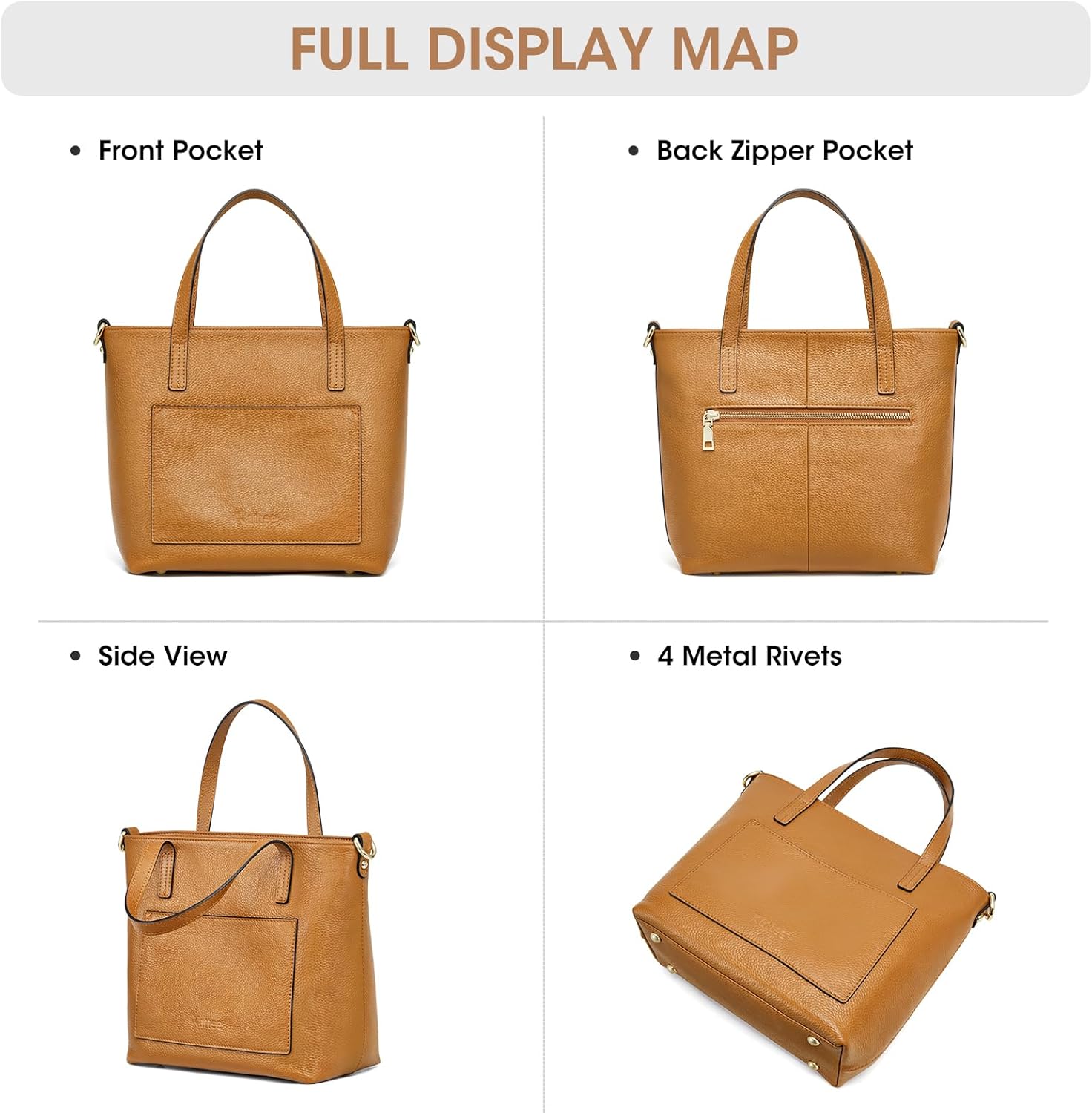 Kattee Soft Leather Tote Bags for Women, Shoulder Purses and Handbags, Casual Work Top Handle | Soft Leather, Casual Work - Image 7