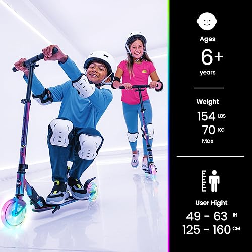 Miniatura 7 de Aero Kick Scooter para niños de 5 a 7 años, 5 a 8 o 6 a 12 años, con luces dinámicas, plegable y ajustable en altura, scooters para niños y niñas de