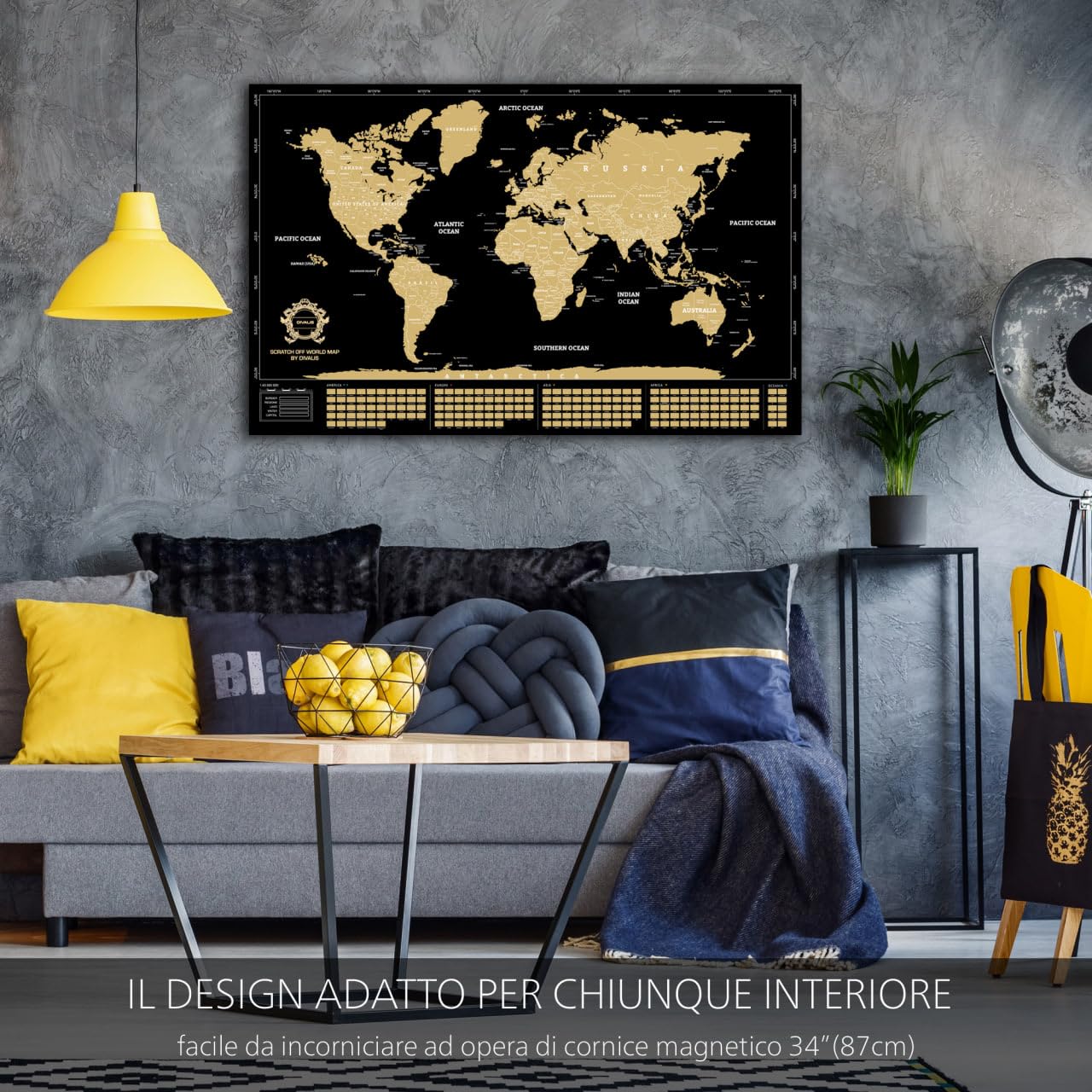 Extra Grande Mappa del Mondo da Grattare - Mappamondo Grattabile - Mappa del Mondo con Kit di Graffiatura - Cartina Viaggi da Grattare - Gratta Mappa - Luoghi Visitati - Scratch off World Map