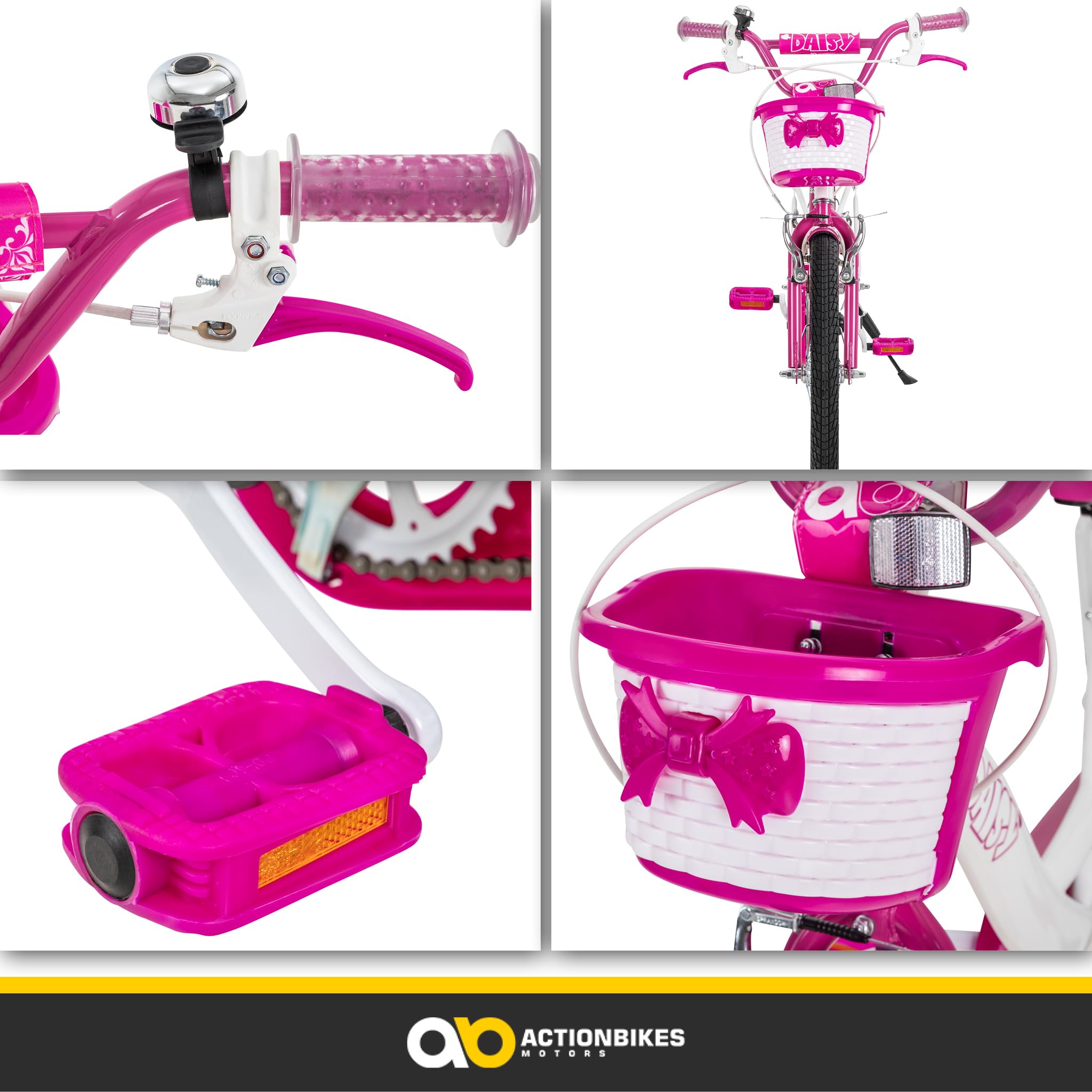 Actionbikes Kinderfahrrad Daisy | 12 16 20 Zoll - V-Brake Bremsen - Fahrrad für Kinder von 2-9 Jahren - Schutzblech v. / h - Kinder Fahrrad für Mädchen & Jungen - Fahrräder - Bicycle - Kinderrad