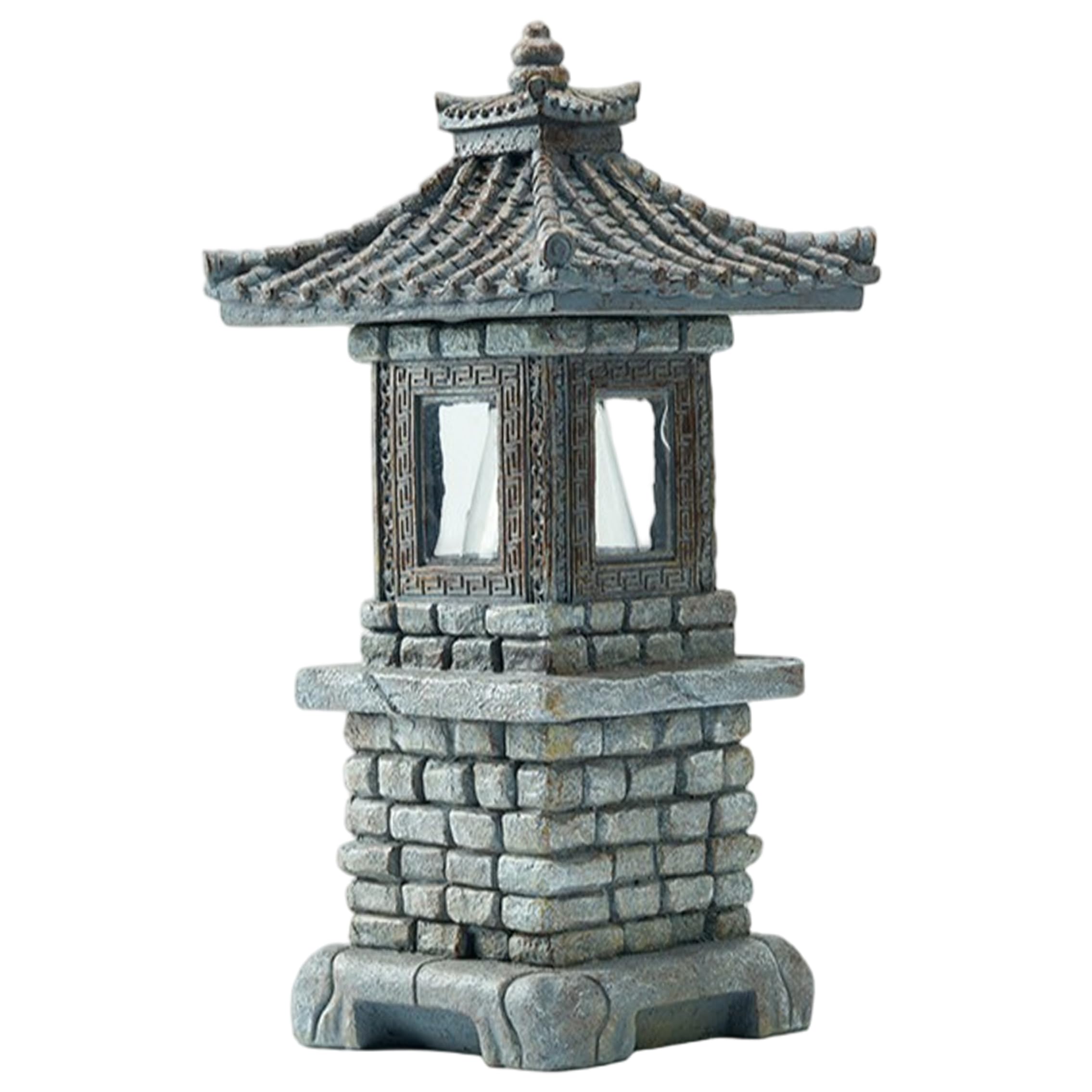 Grtheenumb japanese pagoda, Pagoda Garden Statue, Solar-powered Garden Statue Auto-on Led Lantern For Zen Outdoor Decor, Dark Gray
