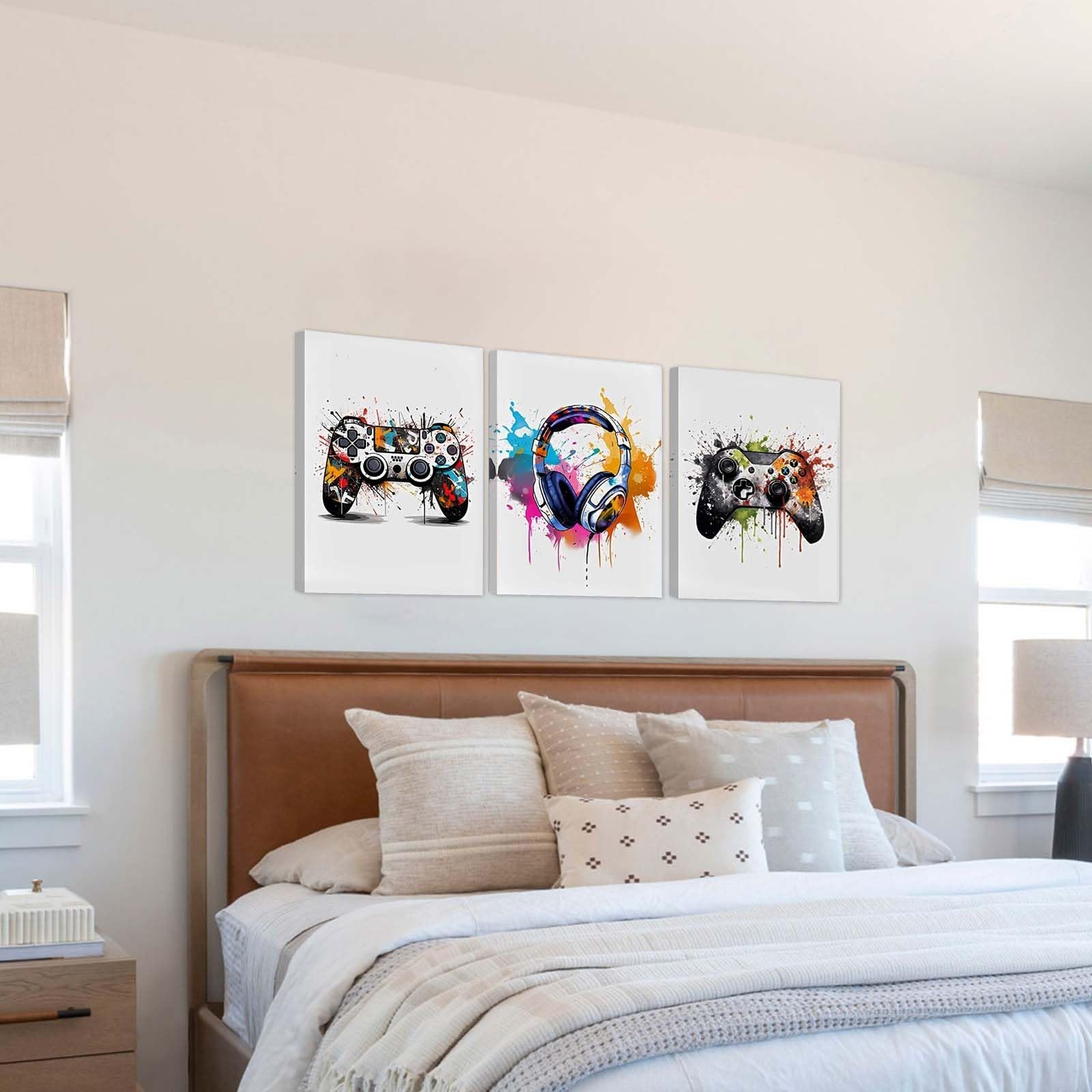 Póster de Juegos con Marco 3PCS Imágenes de Habitación Juvenil Decorativos de Pared