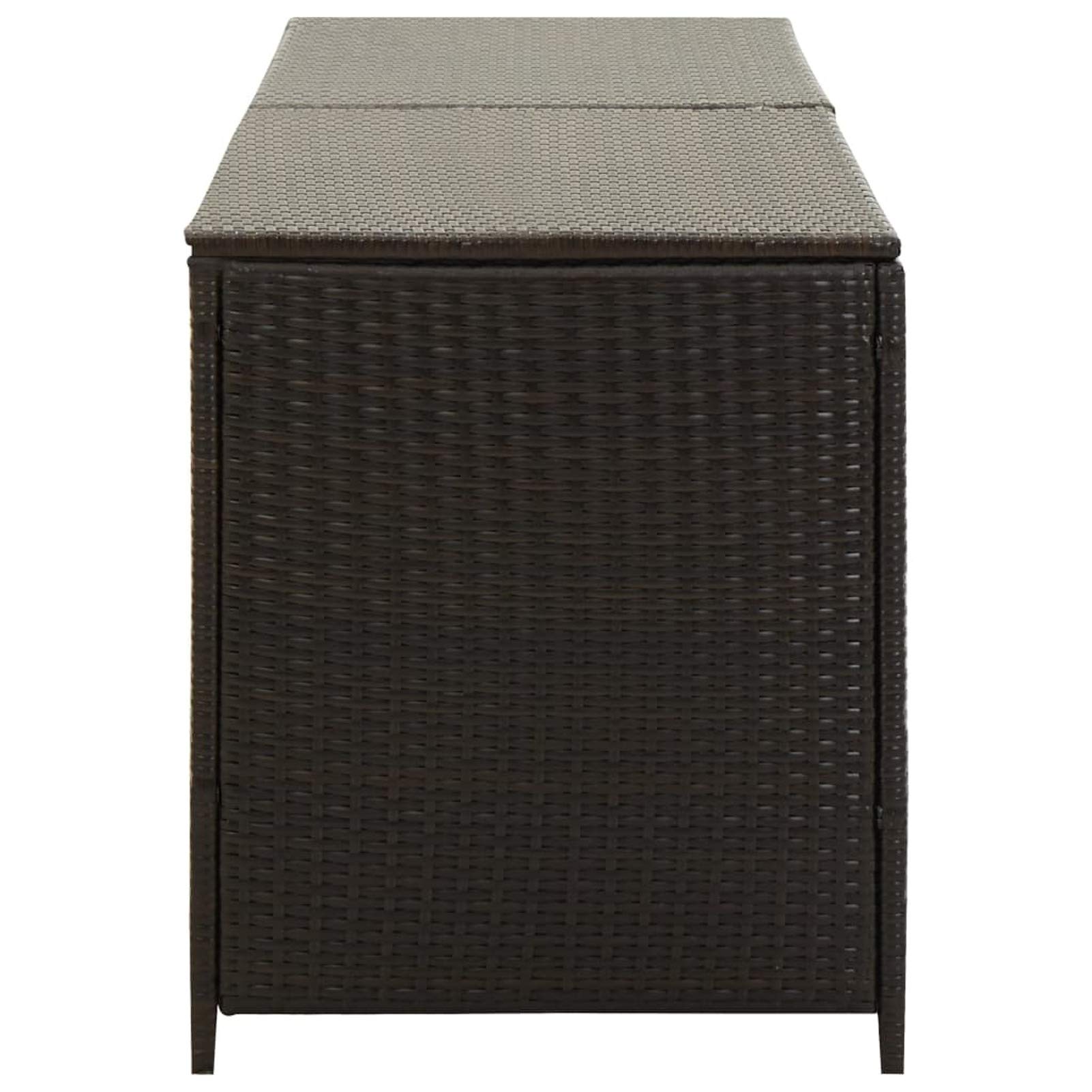 Homgoday Aufbewahrungsbox für den Garten, Truhe für den Außenbereich, Sitzbank für den Außenbereich, mit Aufbewahrungsbox, aus Polyrattan, 200 x 50 x 60 cm, Braun